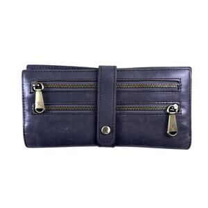 HOBO Women’s Gray Zenith Fold Over Wallet Multi Card &‎ Cash Slots Leather